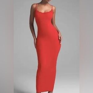 Skims red long slip dress